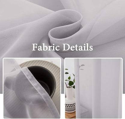 MIULEE 2 Panels Grey Sheer Curtains - Image 3