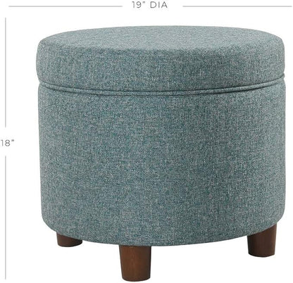 Homepop Home Decor | Upholstered Round Storage Ottoman | Ottoman - Image 3