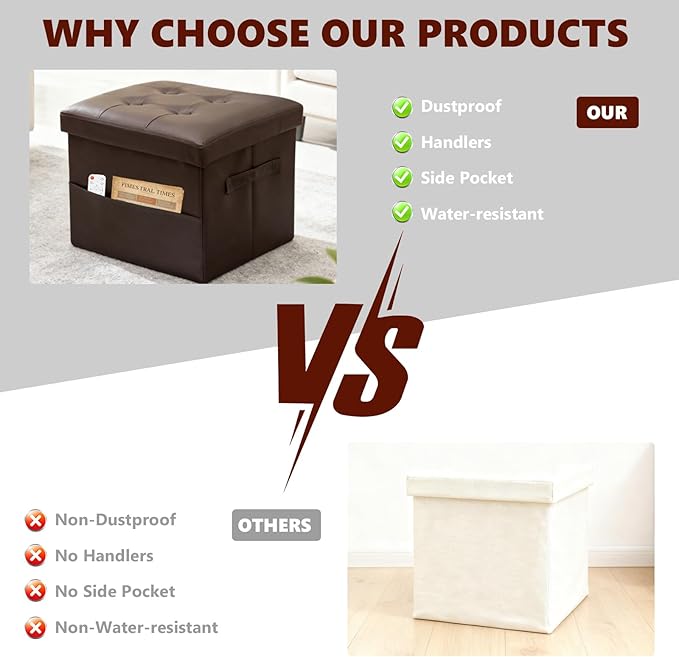 ALASDO Storage Ottoman Footrest Stool Small Ottoman - Image 4