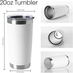 HASLE OUTFITTERS 20oz Tumblers Bulk Stainless Steel Cup with Lid Double Wall Vacuum Insulated Coffee Mug for Cold & Hot Drinks 8 Pack, White