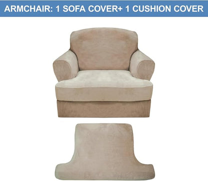 CUCRAF T Cushion Sofa Cover 2 Piece Armchair Slipcovers, Soft Thick Velvet - Image 5