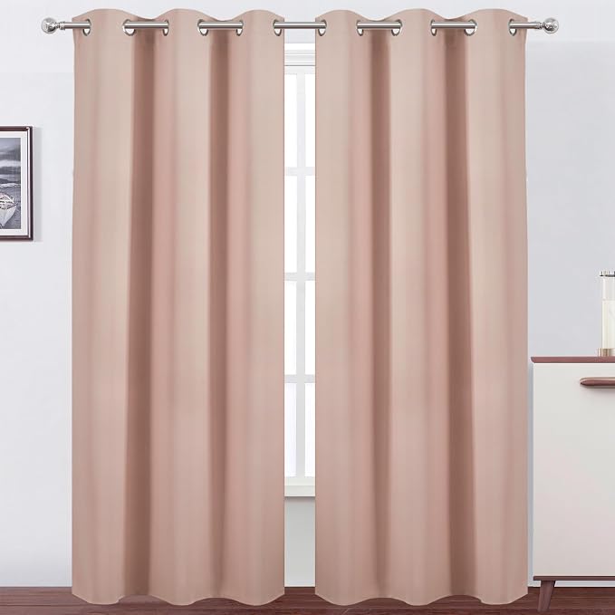 Blush Thermal Blackout Curtains/42 x 95 Inch/Set of 2 Panels Room Darkening by Lemomo