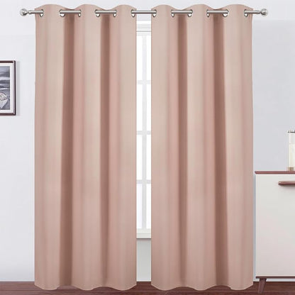 Blush Thermal Blackout Curtains/42 x 84 Inch/Set of 2 Panels Room Darkening by Lemomo
