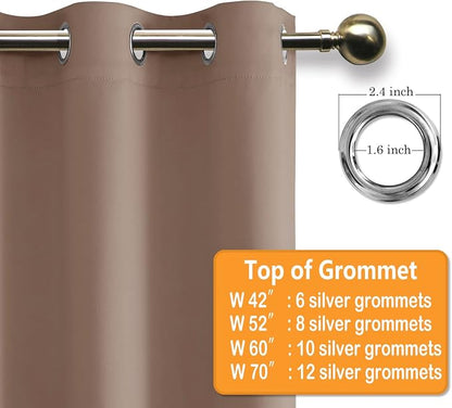 Blackout Curtains for Bedroom, 60 x 63 Inches Length, Cappuccino | Thermal - Image 5