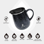 Ideus 16 oz (470 ml) Insulated Coffee Mug with Handle and Lid, Double Wall Stainless Steel Vacuum Thermal Coffee Mug, Travel Coffee Cup Thermal Cup for Home and Office, Leopard Black