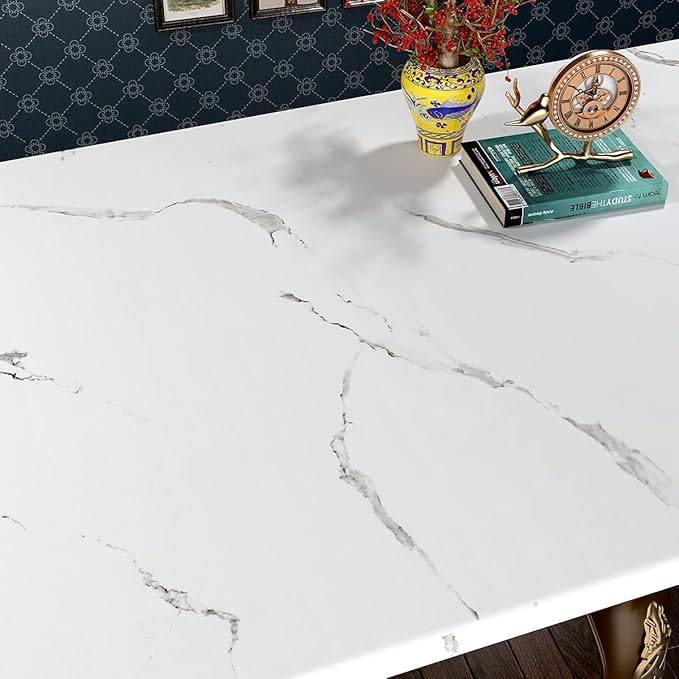 FunStick 24"x394" Thick White Marble Contact Paper Peel and Stick Countertop by FunStick