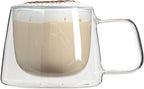 Restaurantware-Forma Professional 6.8 Ounce Double Wall Coffee Mugs, 2 Insulated Coffee Mugs With Handle - Dishwashable, Reusable, Clear Glass Beverage Cups, Freezable, For Hot Or Cold Beverages