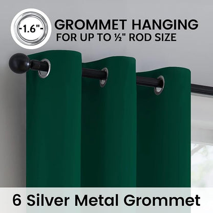 SimpleHome Dark Green 100% Blackout Curtains Room Darkening Living Room 63 | - Image 6