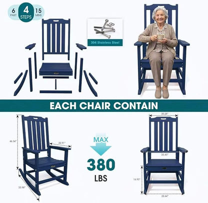 THOEOE Oversized Rocking Chair Set of 2, Outdoor Rocking Chair - Image 7