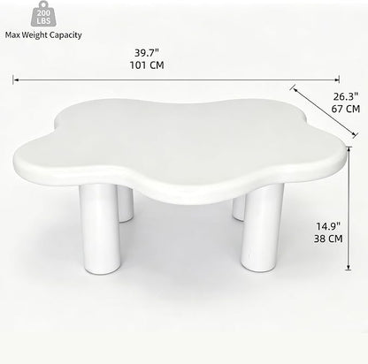 40" Cloud Coffee Table with 4 Round Table Legs, Modern Irregular Center Table - Image 2