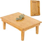 Japanese-Style Folding Bamboo Dining Table, 60*60*32cm, Wood Yellow by BXZAY