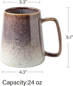 Large 24 oz Ceramic Coffee Mug with Large Handle, Vintage Coffee Cup, Extra Big Tea Cup for Office and Home, Dishwasher and Microwave Safe, Starry Purple