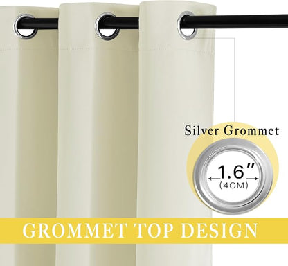 NICETOWN Room Darkening Beige Curtain 80 inch Length, Grommet Thermal Insulated - Image 3