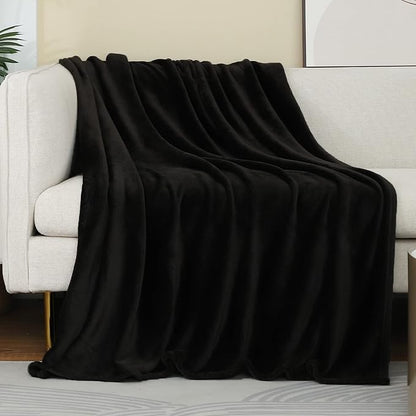 Black Fleece Plush Throw Blanket 50"x70"for Couch Sofa Fuzzy Cozy Flannel | by JIAHANNHA