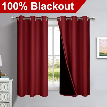 NICETOWN 100% Blackout Panels, Thermal Insulated Black Liner Curtains - Image 2
