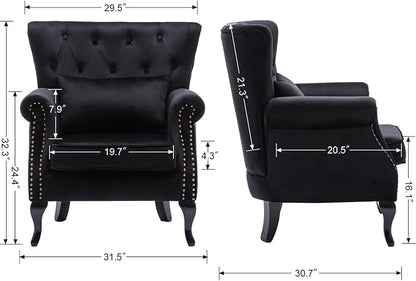 Mid Century Accent Chair Modern Button Tufted Armchair Club Chair Velvet - Image 3
