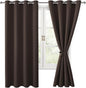 Blackout Curtains for Bedroom, 52 x 63 Inches Length Brown 2 Panels | Thermal by Hiasan