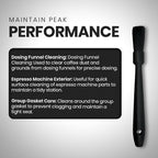 Rattleware 10" Black Espresso Machine Grinder Brush - Ideal For Home, Cafe, Restaurant, or Hotel - Long Durable Handle Coffee Grinder Cleaning Brush Trusted By Baristas