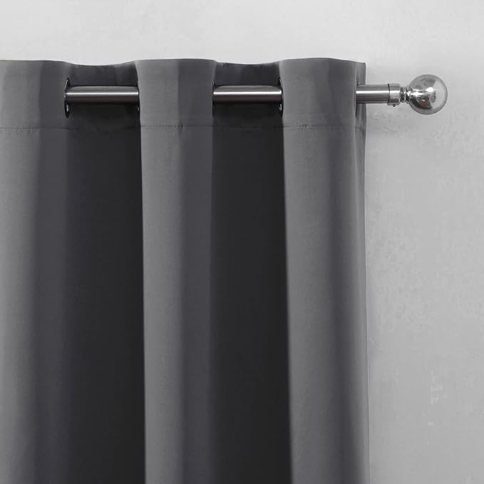 Blackout Curtains 66 x 54 Inch Long Frost Grey Curtains Set of 2 Panels Room - Image 6