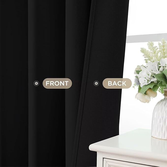 Joydeco Black Blackout Curtains 96 Inches, Thermal Insulated Long Curtains 2 - Image 5