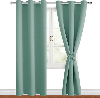 Blackout Curtains for Bedroom, Sage Green, 42 x 84 Inch, 2 Panels | Thermal - Image 8