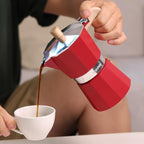 Sivaphe Aluminum Moka Pot 9 Espresso Cups, Percolator Espresso and Coffee Maker, Portable Stovetop Italian and Cuban Café Brewer for Home and Camping Red