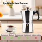 12 Cup Aluminum Moka Pot Classic Stovetop Espresso Coffee Maker 600ml 20oz Coffeemaker Percolator Mocha Pot Greca Coffee Maker Cafe Makers for Italian and Cuban Café Brewing Silver