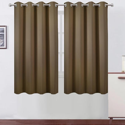 Brown Blackout Curtains 52 x 63 Inch Length/Set of 2 Curtain Panels/Thermal by Lemomo