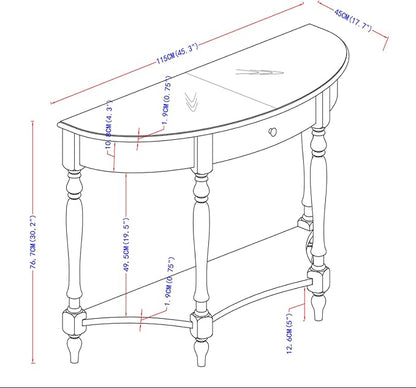 Solid Wood Console Table with Drawer and Storage Shelf, 45.3" Traditional Retro - Image 2