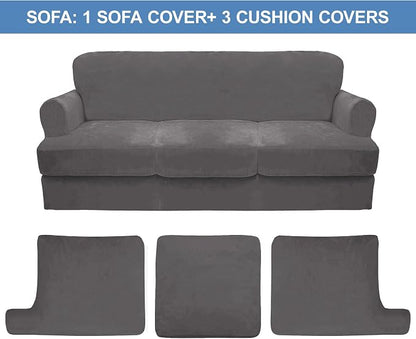 CUCRAF Cushion Sofa Cover 4 Piece Slipcovers, Soft Thick Velvet Couch Cover - Image 5