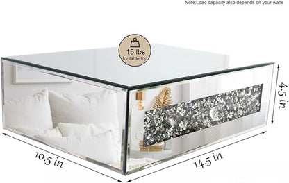 Mirrored Floating Bedside Nightstand - Image 2