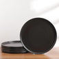 Stone Lain Coupe - Celina Stoneware Round Dinner Plates Set, 4-Piece, Black Matte