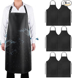 Gotega 6 Pack Waterproof Rubber Vinyl Apron 40 Inch Chef Aprons for Men Heavy Duty Chemical Work Apron Extra Long Grilling Aprons with Adjustable Bib Apron for Dishwashing Lab Butcher Black