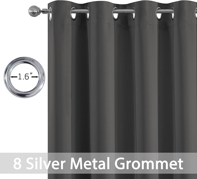 Yakamok Room Darkening Curtains 52x84 inch Length Charcoal Grey-Living Room | 2 - Image 2