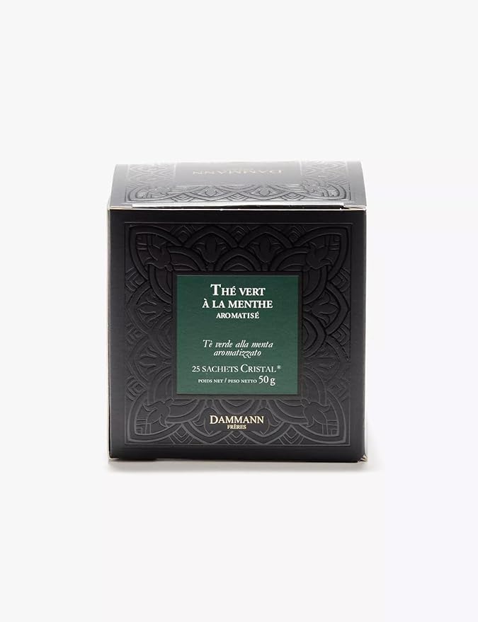 Dammann Freres Satchets, Mint Flavor Tea Bags, Premium Gourmet French Green Tea, 25 Count (Single Pack)