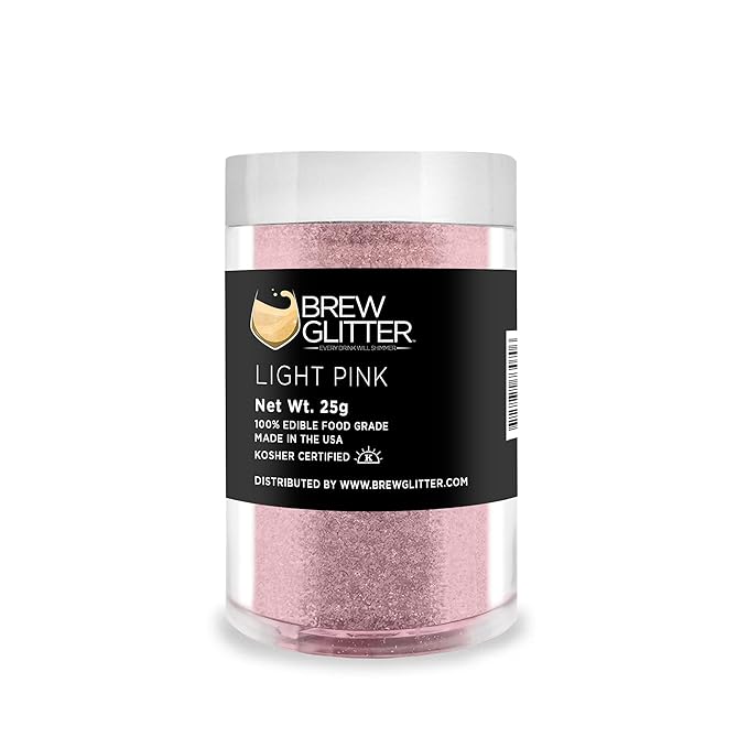 Light Pink BREW GLITTER Edible Glitter For Drinks, Cocktails, Beer, Garnish Glitter & Beverages | KOSHER & HALAL Certified | 100% Edible & Food Grade | Vegan, Gluten, Nut Free (25g, Light Pink)
