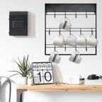 AJART Coffee Bar Decor Mug Holder: 22" Large Square Coffee Cup Rack for Home Kitchen Office Dining Room Cafe Bar
