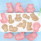 8pcs Cat Cookie Cutters Set, 3D Cute Stamps, Cupcake Pancake Apple Pie Pastry Biscuit Molds, Fruit Sandwich Cutter, Baking Molds for Party Decorations (Cat-1)