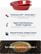 LE TAUCI Ceramic Pie Pans for Baking, 9 Inches Pie Plate for Apple Pie, Pecan Pie, 52 Ounce Deep Pie Dish, Set of 2, Red