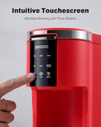 SHARDOR 3 in 1 Coffee Maker, K Cup Coffee Maker Compatible with Ground Coffee & Teas, Single Serve Coffee Machine, 6–14oz Brew Sizes, 40oz Detachable Water Reservoir, Descale Settings, Red