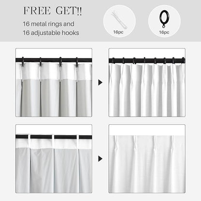 Pinch Pleated Linen White Blackout Curtains 108 Inches Long - Image 4