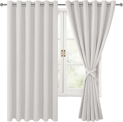 Room Darkening Curtains for Bedroom, 70 x 63 Inches Ivory, 2 Panels | Thermal by Hiasan