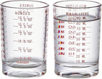 2 Pack Shot Glass Measuring Cup Set,3 oz/90 ML Liquid Heavy High Espresso Glass Cup,Dishwasher Safe,Measurement of Dry and Liquid Ingredients(Red Line)