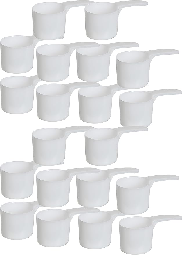 70 mL Plastic Measuring Packaging Scoop (=70 cc/ = 4.73 Tablespoon/ = 2.37 fl oz/ = 0.3 Cup), Meidum Handle - to Measure and Dispense Spices, Granules, Powders, for Seeds Packing (20)