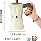 Stovetop Espresso Maker Moka Pot, Cuban Coffee Maker Stove top coffee maker Moka Italian Espresso Greca Coffee Maker Brewer Percolator, 9 Espresso Cups, 15 oz - White