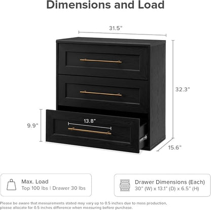 mopio Blake 3 Drawer Dresser for Bedroom, Chest of Drawers, Wood Dresser - Image 2