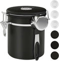 ShanSon Coffee Canister Airtight Coffee Container Stainless Steel Coffee Bean Storage Container with Scoop Coffee Canister for Beans Grounds Sugar Flour Tea Cereal,16OZ, Black