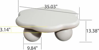 35" Cloud Coffee Table with 3 Ball Legs, Modern Minimalist Petal Center Table - Image 2