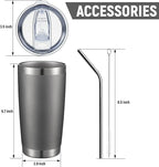 COMOOO 20oz 4Pack Double Wall Vacuum Insulated Travel Mug, Stainless Steel Tumbler with Lid, Durable Powder Coated Insulated Coffee Cup for Cold & Hot Drinks (Grey, 4 Pack)
