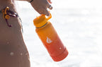 HYDRO CELL Stainless Steel Insulated Water Bottle with Straw - For Cold & Hot Drinks - Metal Vacuum Flask with Screw Cap and Modern Leakproof Sport Thermos for Adults (Red/Orange 32oz)